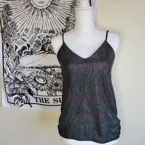 XS Kimchi Blue Shimmery Spaghetti Strap V-Neck Top